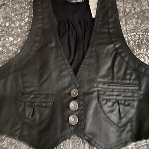 Last Kiss Black Vest with Textured Detail